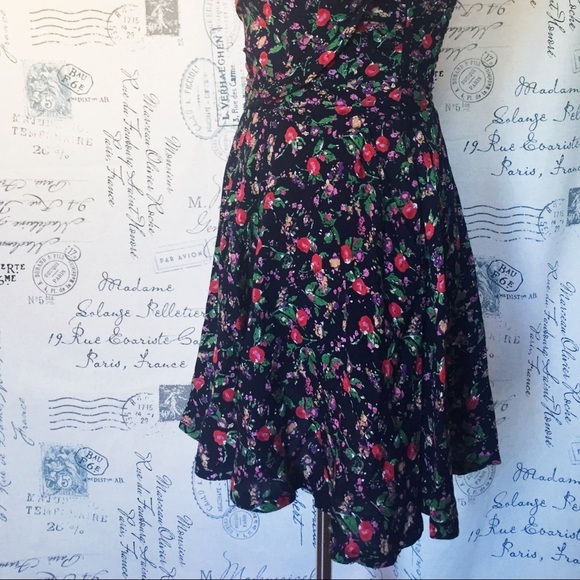 TOO POSH Vintage Strapless Navy Micro Floral Print Mini-dress - Picture 5 of 11